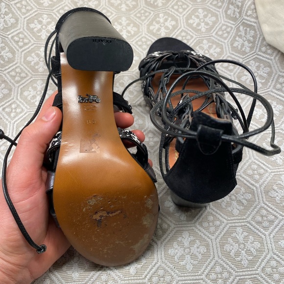 Coach Black Lace Up Heel Sandal size 6.5 - Picture 6 of 7